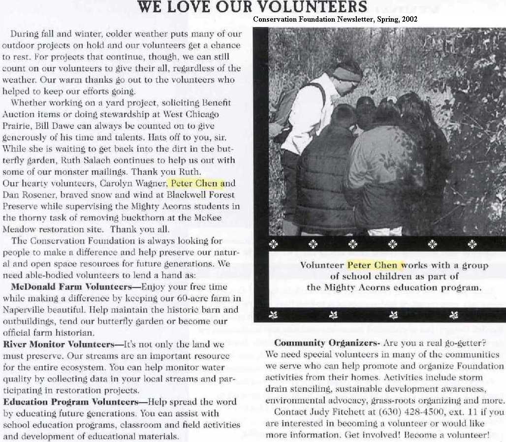 Spring 2002 Mighty Acorns Conservation Foundation